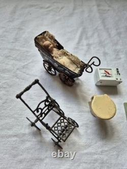 Antique/Vintage Metal Dolls House Miniatures Furniture & Accessories