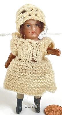 Antique Vintage Miniature Mignonette Bisque & Comp Dolls House Doll
