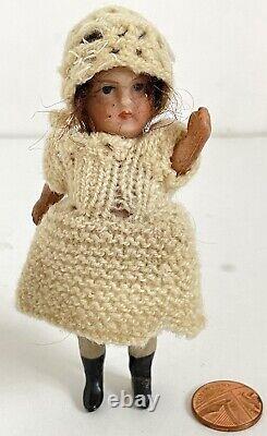 Antique Vintage Miniature Mignonette Bisque & Comp Dolls House Doll