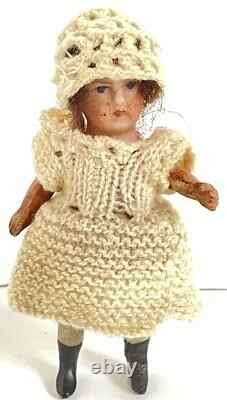 Antique Vintage Miniature Mignonette Bisque & Comp Dolls House Doll