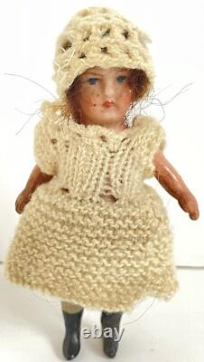 Antique Vintage Miniature Mignonette Bisque & Comp Dolls House Doll