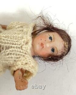 Antique Vintage Miniature Mignonette Bisque & Comp Dolls House Doll