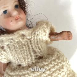 Antique Vintage Miniature Mignonette Bisque & Comp Dolls House Doll