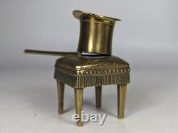 Antique c1900s Collection Brass Miniature Figure Girl Stool Cat for Dolls House