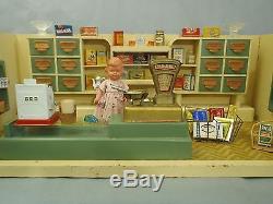 Antique c1920s German Wooden Grocery Store Counter & Accessories Dollhouse