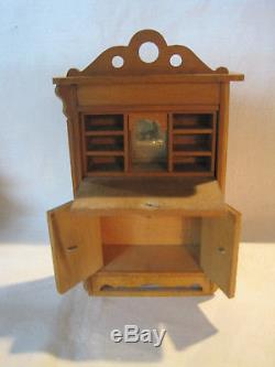 Antique dollhouse Schneegas furniture, sideboard, chairs, secretary desk German