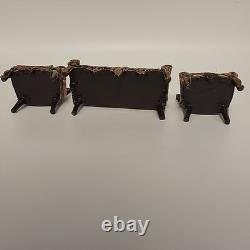 Antique miniature Furniture Sofa & 2 Arm Chairs For Dolls House Scene Very Rare