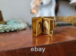 Antique miniature dolls house gilt picture frame and gilt photo album