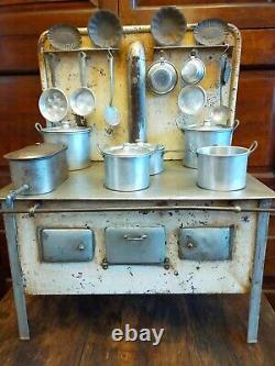 Antique miniature tinplate German Kitchen Cooking-Stove-Range -Oven-Dollshouse