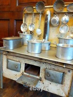 Antique miniature tinplate German Kitchen Cooking-Stove-Range -Oven-Dollshouse