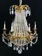 Artiasn Made By Frank Crescente 6 Arm Empire Brass And Crystal Chandelier