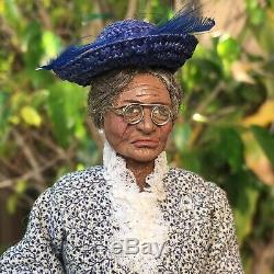 Artisan Glenda Hooker Miniature Dollhouse Sculpted 112 Doll Black Elderly