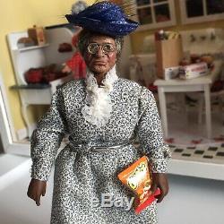 Artisan Glenda Hooker Miniature Dollhouse Sculpted 112 Doll Black Elderly