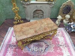 Artisan John Hodgson Dollhouse Miniature Marble Top & 22kt Gold Table Pineapple