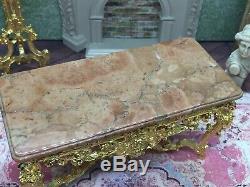 Artisan John Hodgson Dollhouse Miniature Marble Top & 22kt Gold Table Pineapple