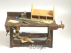 Artisan Vintage Grandma's Carpenter Bench & Accessories 112 Miniature OOAK IGMA