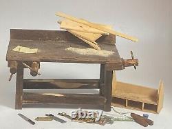 Artisan Vintage Grandma's Carpenter Bench & Accessories 112 Miniature OOAK IGMA