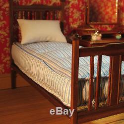 Artisan made'Edwardian style' wooden single bed doll house miniature 1/12