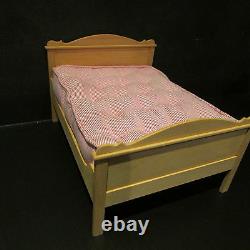 Artisan made wooden double bed with mattress doll house miniature 1/12 scale