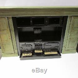 Artisan metal doll house miniature range/cooker & hand painted WOODEN surround