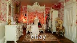 BEAUTIFUL DOLLS HOUSE BASEMENT PLUS FRENCH TABLE12th SCALE FULLY FURNISHED LIGHT