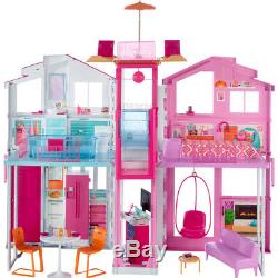 Barbie 3 Storey Town House Play Set With Furniture