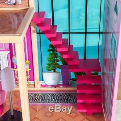 Barbie Size Dollhouse Furniture Girls Playhouse Dream Play Wooden Doll House