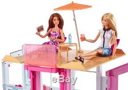 Barbie Three Story Town Doll House Play Set With Furniture and Accessories
