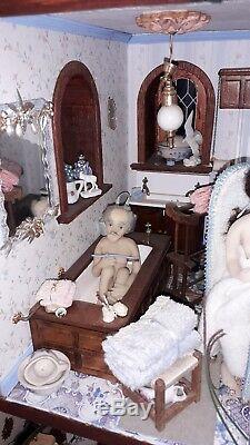 Beacon Hill 3 Story Dolls House Mansion 1/12 Scale Decorated & Furnished