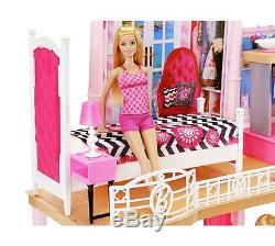 Beautiful Barbie Home Set Includes 3Dolls, Starter House, Pool & Furniture