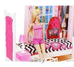 Beautiful Barbie Home Set Includes 3Dolls, Starter House, Pool & Furniture