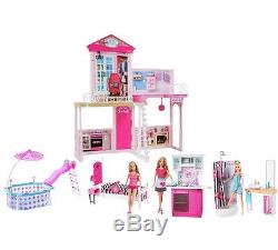 Beautiful Barbie Home Set Includes 3Dolls, Starter House, Pool & Furniture