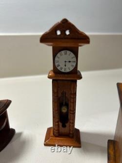 Beautiful Vintage Mahogany Colour Dolls House Miniature Furniture 14 piece lot