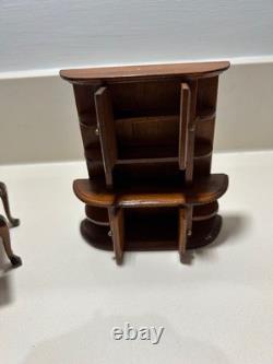 Beautiful Vintage Mahogany Colour Dolls House Miniature Furniture 14 piece lot