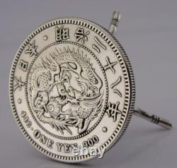 CHINESE YEN COIN SOLID SILVER MINIATURE DOLLS HOUSE TOY TABLE c1900 NOVELTY
