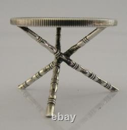 CHINESE YEN COIN SOLID SILVER MINIATURE DOLLS HOUSE TOY TABLE c1900 NOVELTY