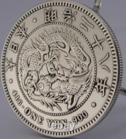 CHINESE YEN COIN SOLID SILVER MINIATURE DOLLS HOUSE TOY TABLE c1900 NOVELTY