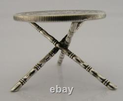 CHINESE YEN COIN SOLID SILVER MINIATURE DOLLS HOUSE TOY TABLE c1900 NOVELTY