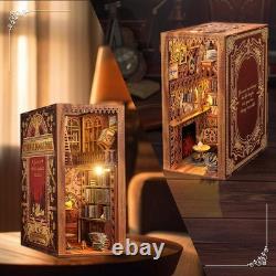 CUTEBEE DIY Book Nook Kit DIY Miniature Dolls House Kit with Furniture and LED