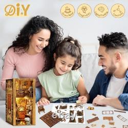 CUTEBEE DIY Book Nook Kit DIY Miniature Dolls House Kit with Furniture and LED