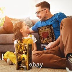 CUTEBEE DIY Book Nook Kit DIY Miniature Dolls House Kit with Furniture and LED