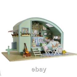 Caravan Travel Miniature Wooden Doll House DIY Kit with Music Box & Cover Gift Caravan Travel Miniature Wooden Doll House DIY Kit with Music Box & Cover Gift