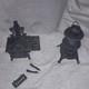 Cast Iron Black Miniature Stove And Pot Belly Stove Vintage Dollshouse 2 Piece