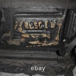 Cast Iron Black Miniature Stove and Pot Belly Stove Vintage Dollshouse 2 piece
