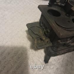 Cast Iron Black Miniature Stove and Pot Belly Stove Vintage Dollshouse 2 piece