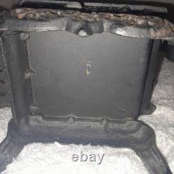 Cast Iron Black Miniature Stove and Pot Belly Stove Vintage Dollshouse 2 piece