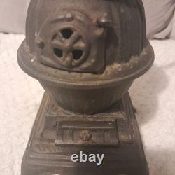 Cast Iron Black Miniature Stove and Pot Belly Stove Vintage Dollshouse 2 piece