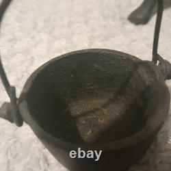 Cast Iron Black Miniature Stove and Pot Belly Stove Vintage Dollshouse 2 piece