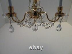 Chandelier 3 Arm Real Crystal 12V Lighting Dolls House Miniature 112th Scale