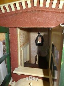 Charming Antique Fully Furnished Early Victorian Stucco Dolls House